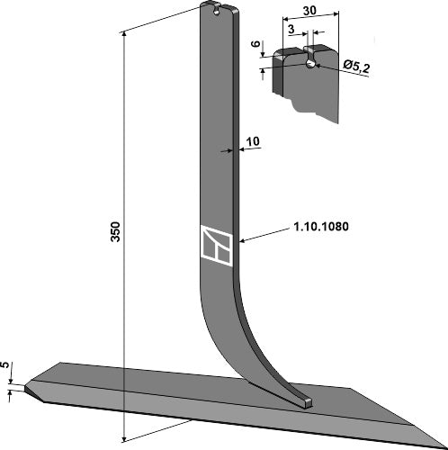Tand med delningsspår - höger