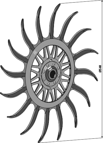 Rotary hoe ring, komplett med nav