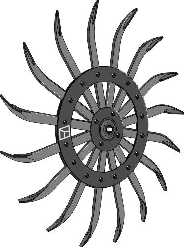 Rotary hoe ring, komplett med nav