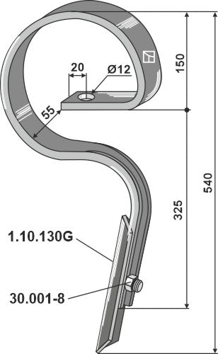 Rak harvpinne med skär