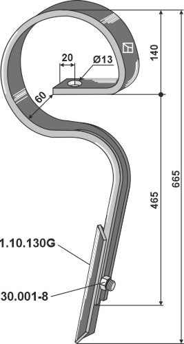 Rak harvpinne med skär