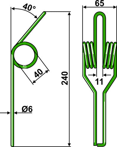 Följande tand Ø6 mm (fjäder)