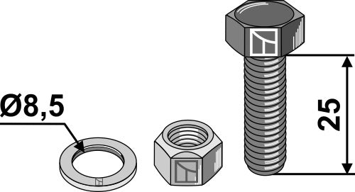 Hållare med självlåsande mutter och bricka - M8