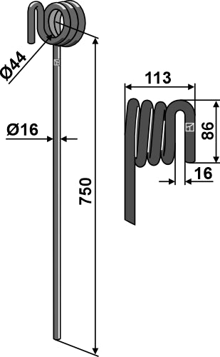 Efter tand Ø16 mm, venstre