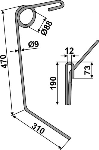 Följande tand Ø9 mm – vänster