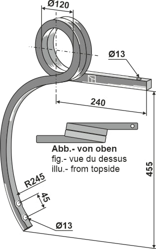 Dubbel spiralfjäder, höger