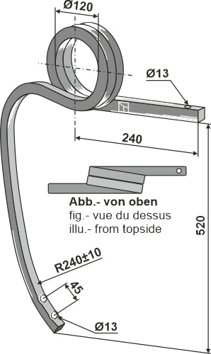 Dubbel spiralfjäder, höger