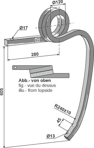 Dubbel spiralfjäder, vänster