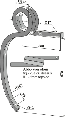 Dobbel spiralfjær, høyre