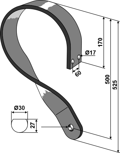 Spring shank - right model