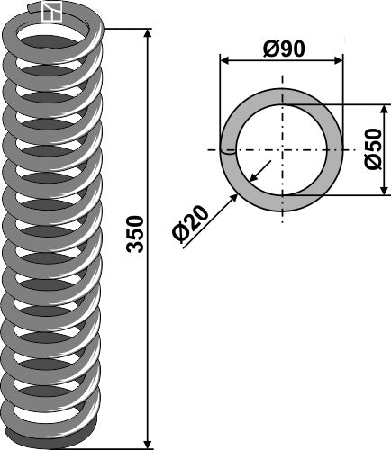 Tryckfjäder Ø90x350