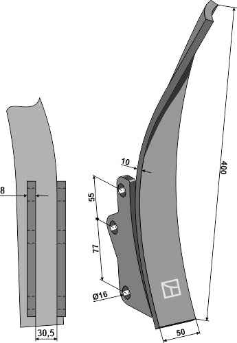 Guide-andel - højre