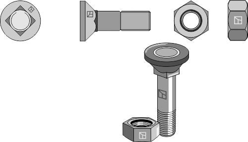 Plough bolt M10x1,5x45 and hexagon nut