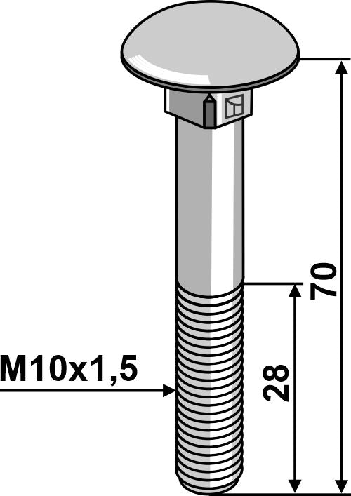 Bult M10x1,50x70 galvaniserad utan mutter