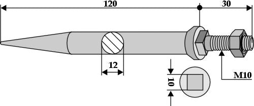 Fröharvstång av borstål - härdad