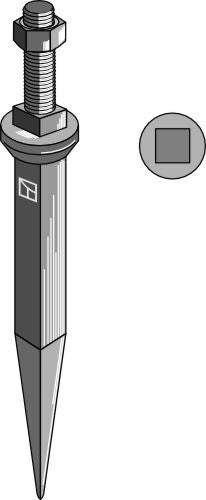 Harvtänder av borstål med fyrkantig hals