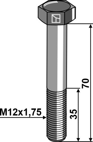 Koneruuvit M12 - DIN931 - 12.9