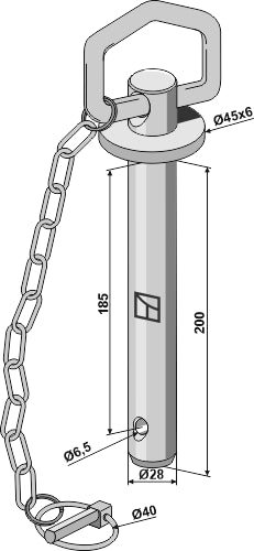 innstikksplugg med kjetting og låsepinne