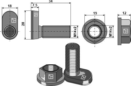 Conusbolt oval head with collar nut