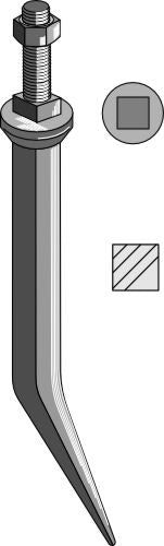 Harvtänder av borstål med fyrkantig hals