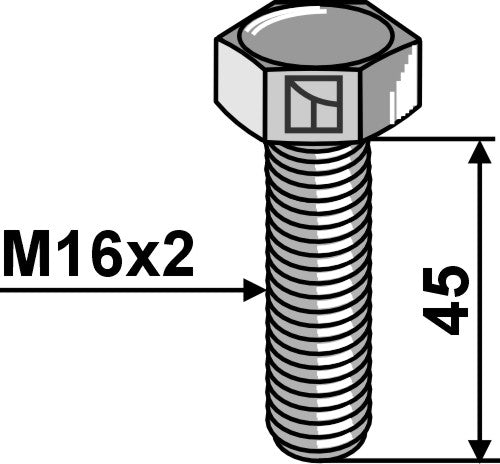 Sexkantskruv M16x2x45 utan mutter – galvaniserad