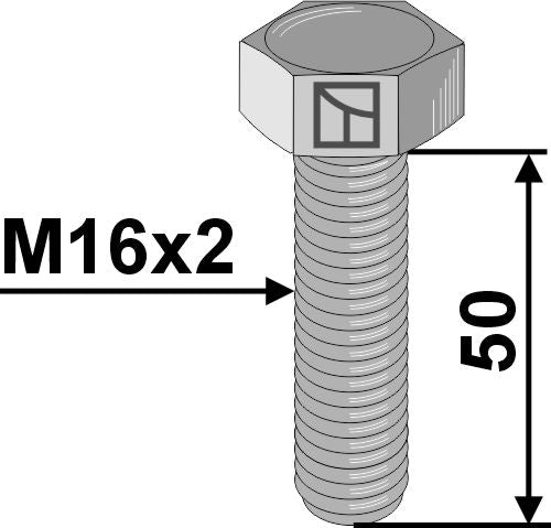 Sekskantbolt M16x2x50 uden møtrik