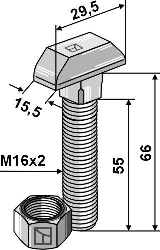 Hammarskaftbult M16x2