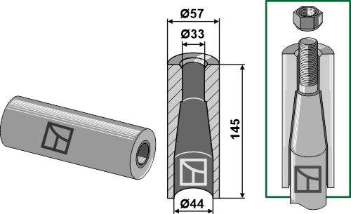 Sveisehylse for tind med M28-gjenger