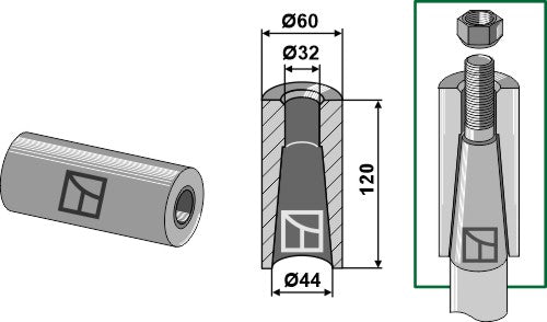 Hitsausholkki piikille, M28-kierre