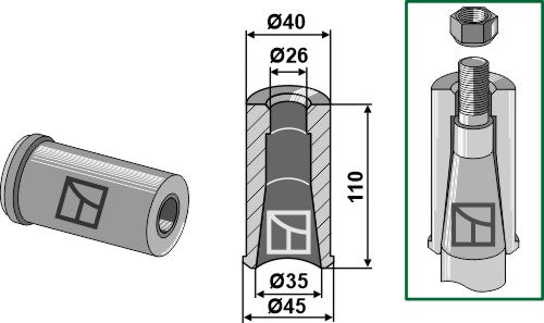 Svetsbussning för tand med M24-gänga