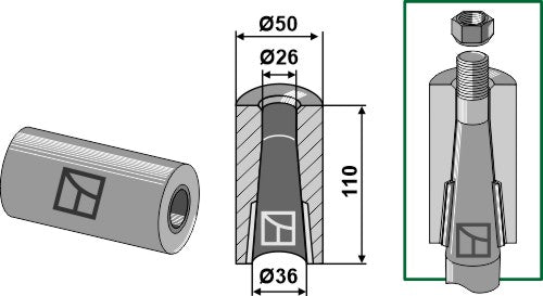 Svetsbussning för tand med låspiston