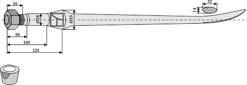 Spoon-shaped tine 1400mm