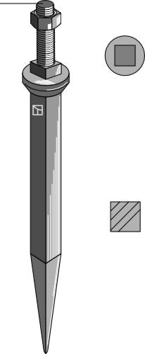 Harvtänder av borstål med fyrkantig hals