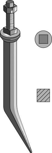 Harvtänder av borstål med fyrkantig hals