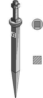 Harvtänder av borstål med fyrkantig hals