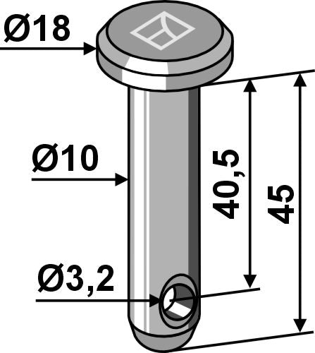 Halkaisijaltaan 10 mm ja pituudeltaan 45 mm:n sorkkapultti