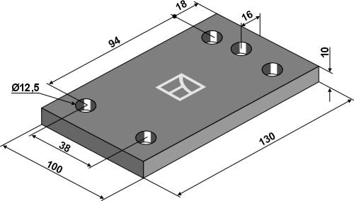 Plade 130x10x100