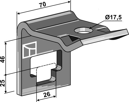 Kiinnike kaksoisjousille 25x25