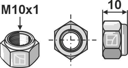 Självlåsande mutter - M10x1