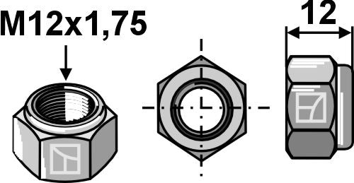 Itselukittuva mutteri - M12x1,75