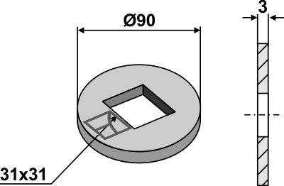 Kompensationsbricka för 28x28 och 30x30 fyrkantiga axlar