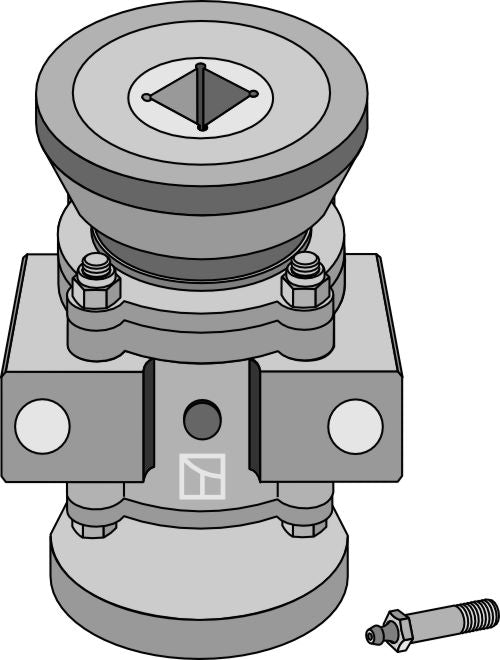 Lagerkomplett för 38x38 fyrkantig axel