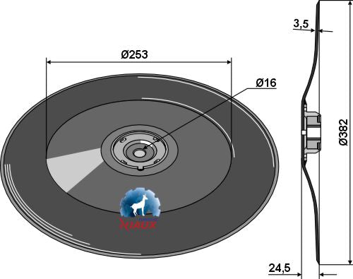 Kylvökiekko Ø382x3,5 - täydellinen