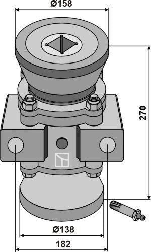 Lagerkomplett för 50x50 fyrkantig axel