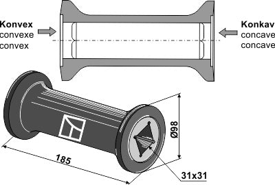 Övergångsstycke för 28x28 och 30x30 kvadratiska axlar