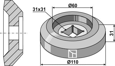 Fläns invändig Ø110