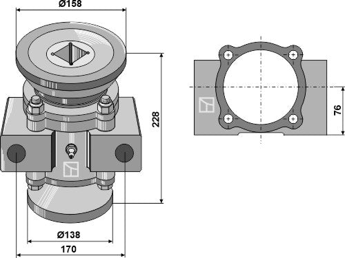 Lagerkomplett för 40x40 fyrkantig axel
