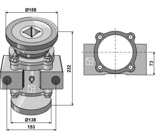 Lagerkomplett för 40x40 fyrkantig axel