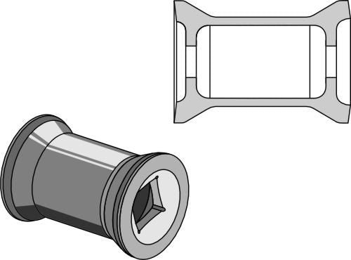 Övergångsstycke för 30x30 kvadratisk axel