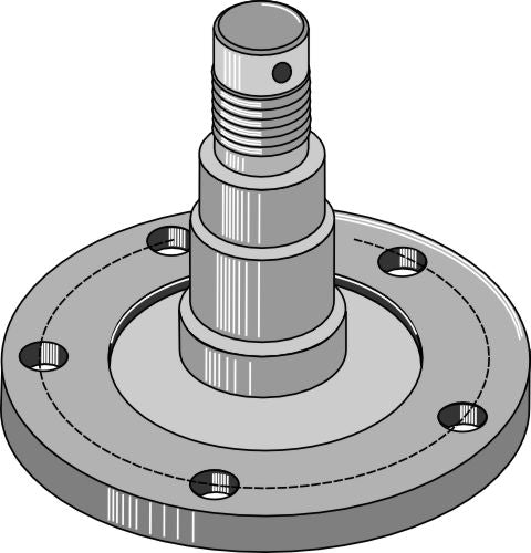 Lagerfläns med axel
